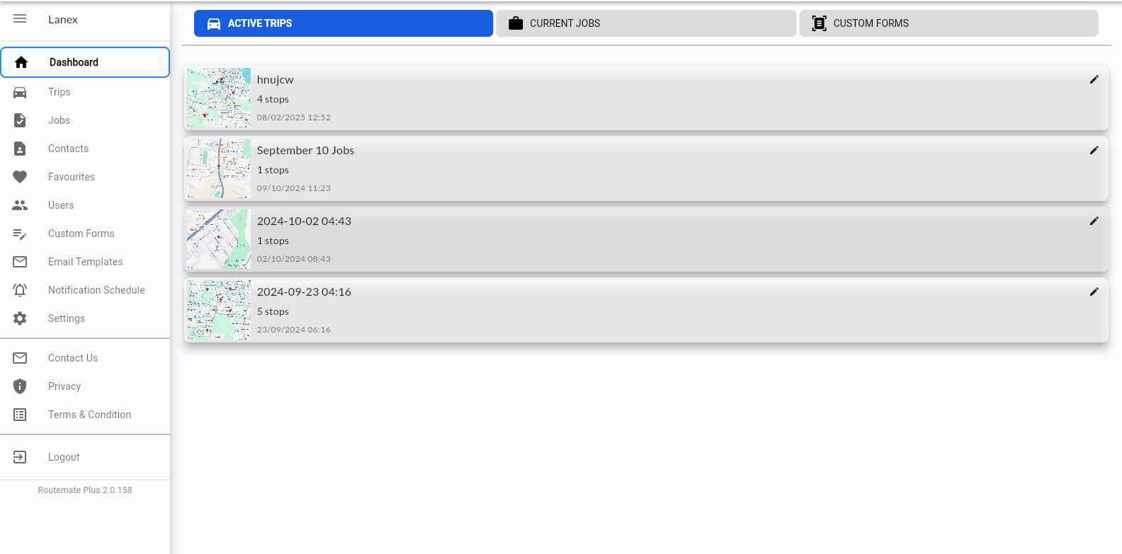 RouteMate Plus dashboard interface